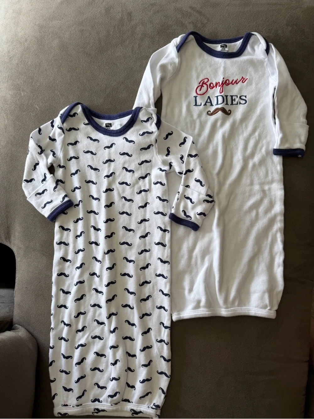 Hudson Bay Bonjour Ladies Navy & White Baby Sleep Gowns - 2-Pack